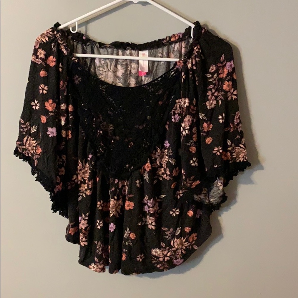 black floral blouse